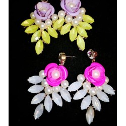 E-3127 2014 hot sale fashion european style purple/big pearl crystal flower luxury statement shourouk earrings