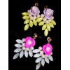 E-3127 2014 hot sale fashion european style purple/big pearl crystal flower luxury statement shourouk earrings
