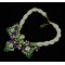 N-3901 European Style Rope Chain Colorful Crystal Flower Statement Choker Necklace