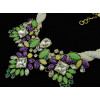 N-3901 European Style Rope Chain Colorful Crystal Flower Statement Choker Necklace