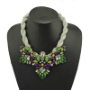 N-3901 European Style Rope Chain Colorful Crystal Flower Statement Choker Necklace