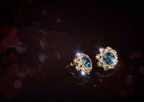 S-0097 Korea Style Special Gold Plated Nobility Snowflake Rhinestone Blue Purple Crystal Bracelet Earring Necklace Set