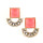 E-3131 Korea style pink/black/green square resin gemstone rhinestone fan shape shinning dangling earrings for women summer dress