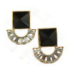 E-3131 Korea style pink/black/green square resin gemstone rhinestone fan shape shinning dangling earrings for women summer dress