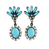 E-3133 European Style Black Alloy  Resin Gem Rhinestone  Leaves Flower Dangle Earrings