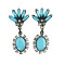 E-3133 European Style Black Alloy  Resin Gem Rhinestone  Leaves Flower Dangle Earrings