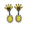 E-3133 European Style Black Alloy  Resin Gem Rhinestone  Leaves Flower Dangle Earrings