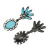 E-3133 European Style Black Alloy  Resin Gem Rhinestone  Leaves Flower Dangle Earrings