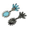 E-3133 European Style Black Alloy  Resin Gem Rhinestone  Leaves Flower Dangle Earrings