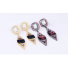 E-3141 European Style Gold Plated Alloy  Resin Gem Rhinestone Geometry Triangle Dangle Earrings