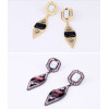 E-3141 European Style Gold Plated Alloy  Resin Gem Rhinestone Geometry Triangle Dangle Earrings