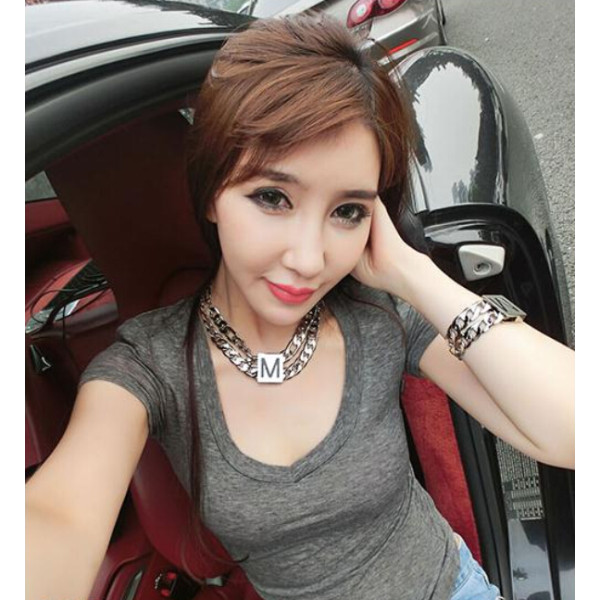 S-0096 New arrival rock punk popular design M letter silver double chunly chain necklace bracelets sets for women/men jewelry