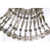 N-3911 New Vintage Style Carving Flower Alloy Rhinestone Bell Evil Coin Tassels Choker Necklace Earrings Set