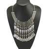 N-3911 New Vintage Style Carving Flower Alloy Rhinestone Bell Evil Coin Tassels Choker Necklace Earrings Set