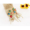 E-3136 Vintage Style Bronze Gold Plated Alloy Drop Acrylic Gem Golden Leaf Chains Tassels Dangle Earrings
