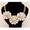 N-3918 Korea Style Summer Jewelry Colorful Drop Resin Gem Clear Crystal Flower Choker Necklace