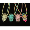 N-3923 Europea Style Gold Plated Alloy Resin Gem Shourouk Flower Pendant Necklace Costume Jewelry