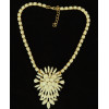 N-3923 Europea Style Gold Plated Alloy Resin Gem Shourouk Flower Pendant Necklace Costume Jewelry