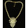 N-3923 Europea Style Gold Plated Alloy Resin Gem Shourouk Flower Pendant Necklace Costume Jewelry