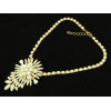 N-3923 Europea Style Gold Plated Alloy Resin Gem Shourouk Flower Pendant Necklace Costume Jewelry