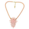 N-3923 Europea Style Gold Plated Alloy Resin Gem Shourouk Flower Pendant Necklace Costume Jewelry