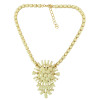 N-3923 Europea Style Gold Plated Alloy Resin Gem Shourouk Flower Pendant Necklace Costume Jewelry
