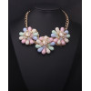 N-3918 Korea Style Summer Jewelry Colorful Drop Resin Gem Clear Crystal Flower Choker Necklace