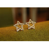 E-3158 Korea style 2 colors vinatge big five-pointed star pentagram rhinestone crystal  stud earrings