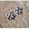 E-3158 Korea style 2 colors vinatge big five-pointed star pentagram rhinestone crystal  stud earrings