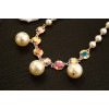 N-3920 Korea Style Summer Jewelry Gold Plated Pearl Chain Colorful  Enamel  Flower Choker Pearl Pendant Necklace