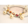 N-3920 Korea Style Summer Jewelry Gold Plated Pearl Chain Colorful  Enamel  Flower Choker Pearl Pendant Necklace