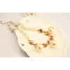 N-3920 Korea Style Summer Jewelry Gold Plated Pearl Chain Colorful  Enamel  Flower Choker Pearl Pendant Necklace