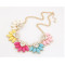 N-3924  Korea Style Summer Jewelry Gold Plated Chain rhinestone Resin Gem Flower Choker Necklace