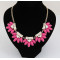 N-3924  Korea Style Summer Jewelry Gold Plated Chain rhinestone Resin Gem Flower Choker Necklace