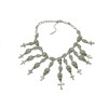N-3922 Europea Style punk rock vinatge retro Silver/Gun Black Plated Alloy white/pink Rhinestone Skull Head Skeleton Cross tassel statement  Necklace Costume Jewelry