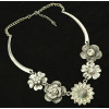 N-3926 Vintage Style Zamac Jewelry Rhinestone Crystal Flower Charming Necklace