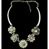N-3926 Vintage Style Zamac Jewelry Rhinestone Crystal Flower Charming Necklace