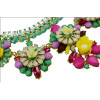 N-3931 Europea Style handmade spraid ribbon silver flat chain multicolor rainbow drop flower statement bib necklace