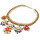 N-3931 Europea Style handmade spraid ribbon silver flat chain multicolor rainbow drop flower statement bib necklace