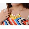 Europea Style Gold Plated Chain Shourouk Resin Gem Rhinestone Flower Choker Necklace