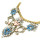N-3940 Europea Style Bronze Alloy Flat Chain Hollow Out Rhinestone Blue Gem Stone Crystal Leaves Drop Flower Choker Bib Necklace