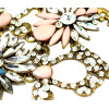 N-3940 Europea Style Bronze Alloy Flat Chain Hollow Out Rhinestone Blue Gem Stone Crystal Leaves Drop Flower Choker Bib Necklace