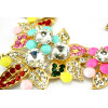 N-3936 New Vintage Style Gold Plated Link Chain Colorful  Flower Alloy Crystal Rhinestone Choker Necklace Earrings Wedding Jewelry  Set