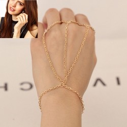 B-0340 Fashion  European Gold Plated Metal Chain Simple 3Rings Chain Bracelet