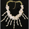 N-3928 Europea Style handmade Thin Chains Pearl statement bib necklace