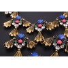 N-3930 Fashion Famous Brand Vintage Boronze Alloy Royalblue Gem Rhinestone Fish Tassels Statement Antique Necklace