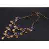 N-3930 Fashion Famous Brand Vintage Boronze Alloy Royalblue Gem Rhinestone Fish Tassels Statement Antique Necklace