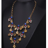 N-3930 Fashion Famous Brand Vintage Boronze Alloy Royalblue Gem Rhinestone Fish Tassels Statement Antique Necklace