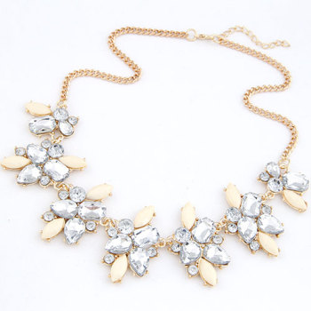 N-3946 New European Gold Plated  Alloy Crystal Flowers Shourouk Choker Necklace