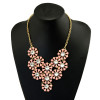 N-3945  European Gold Plated  Link Chain Alloy Crystal Round Flower Shourouk Choker Necklace